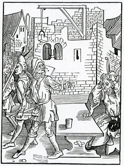 Av folisshe begynnynge av store bildynges uten tilstrekkelig prouision, illustrasjon fra Alexander Barclays engelske oversettelse av 